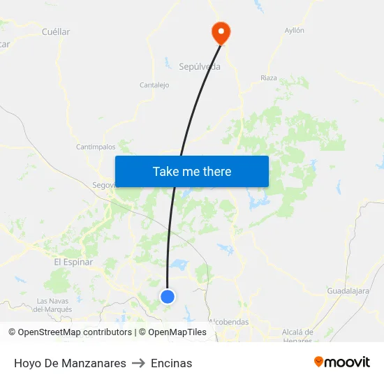 Hoyo De Manzanares to Encinas map
