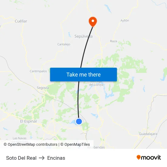 Soto Del Real to Encinas map