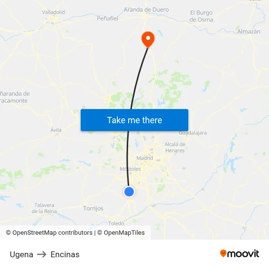 Ugena to Encinas map