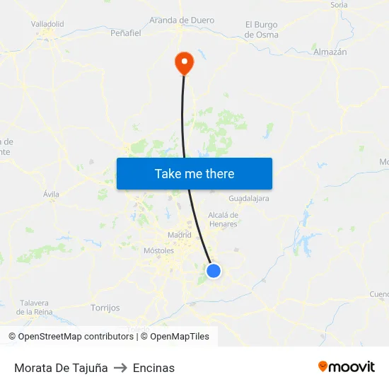 Morata De Tajuña to Encinas map