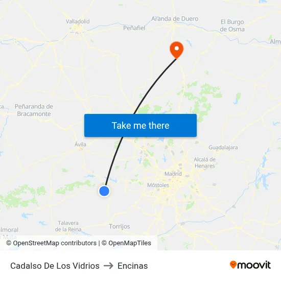 Cadalso De Los Vidrios to Encinas map