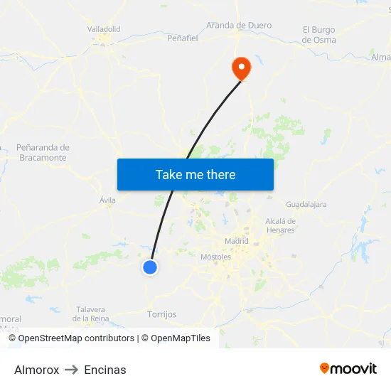 Almorox to Encinas map