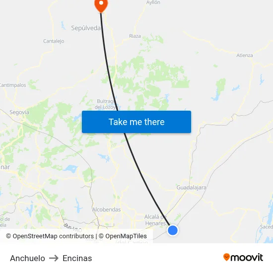 Anchuelo to Encinas map