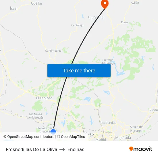 Fresnedillas De La Oliva to Encinas map