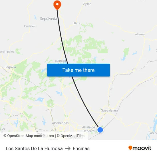 Los Santos De La Humosa to Encinas map