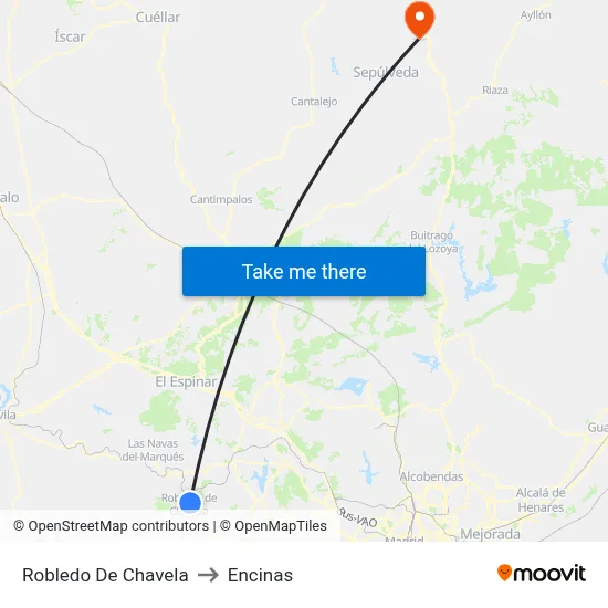 Robledo De Chavela to Encinas map