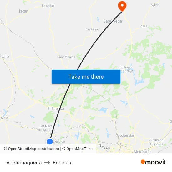 Valdemaqueda to Encinas map