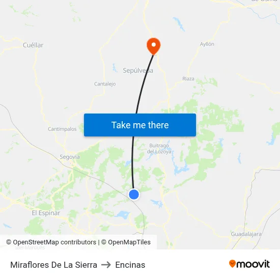 Miraflores De La Sierra to Encinas map