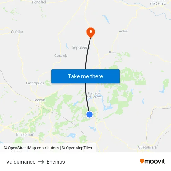 Valdemanco to Encinas map