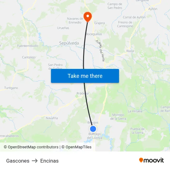 Gascones to Encinas map