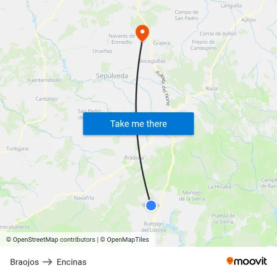Braojos to Encinas map
