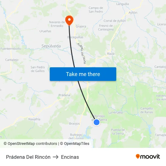 Prádena Del Rincón to Encinas map