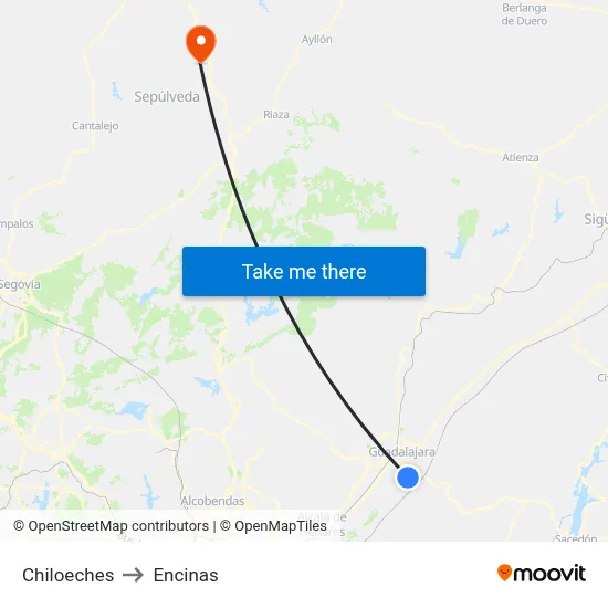 Chiloeches to Encinas map