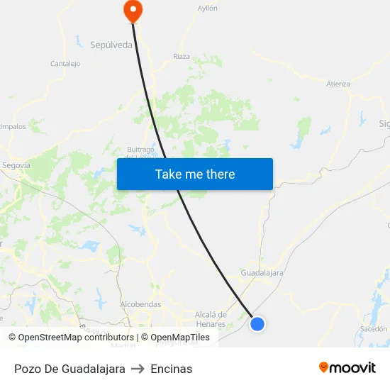 Pozo De Guadalajara to Encinas map