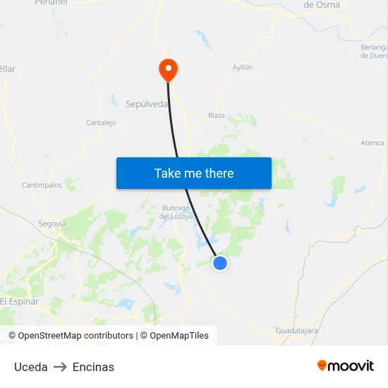 Uceda to Encinas map
