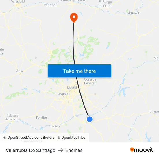 Villarrubia De Santiago to Encinas map