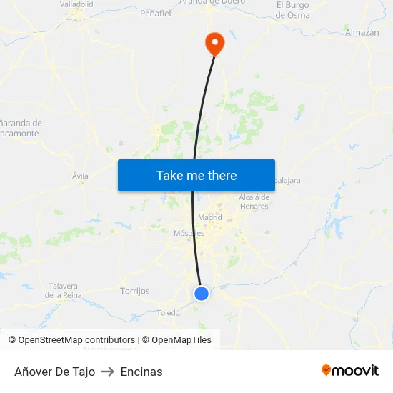 Añover De Tajo to Encinas map