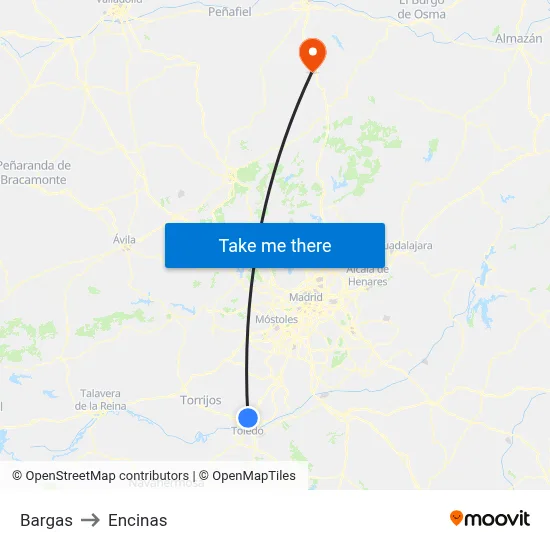 Bargas to Encinas map