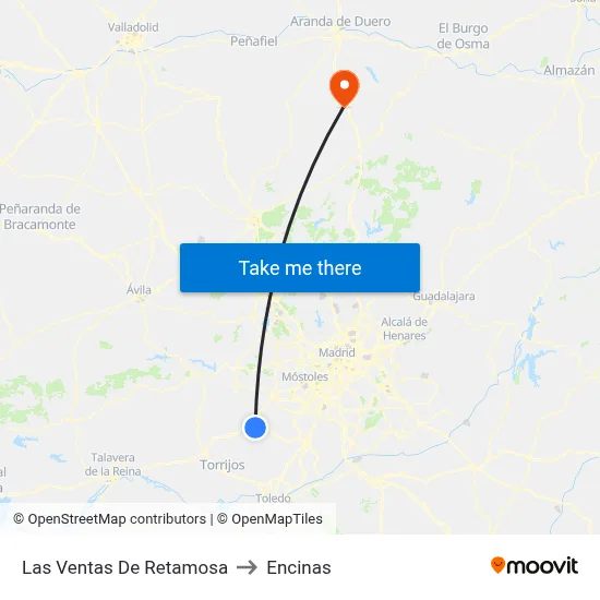 Las Ventas De Retamosa to Encinas map