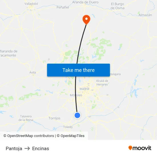 Pantoja to Encinas map