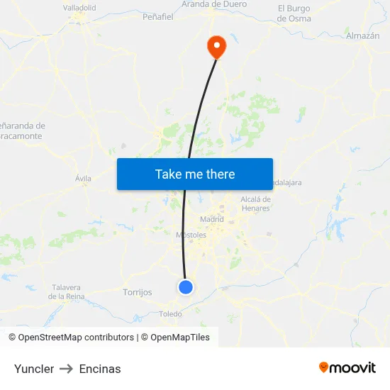 Yuncler to Encinas map