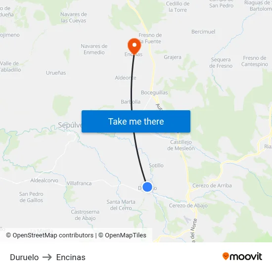 Duruelo to Encinas map