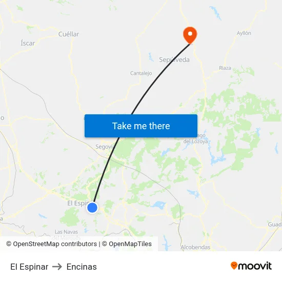 El Espinar to Encinas map