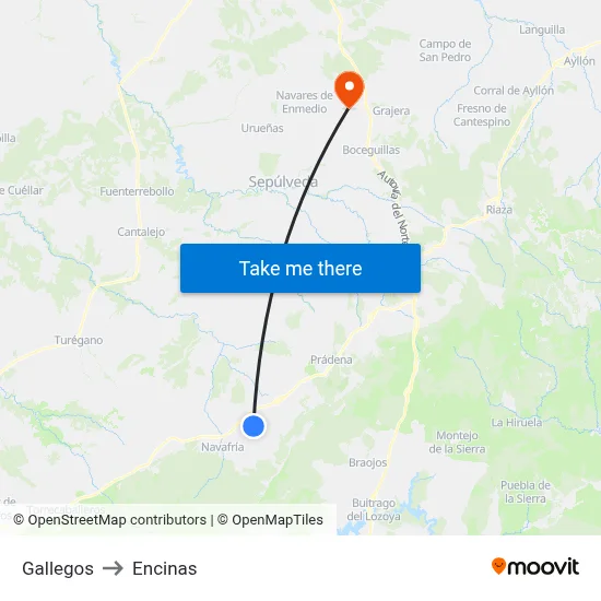 Gallegos to Encinas map
