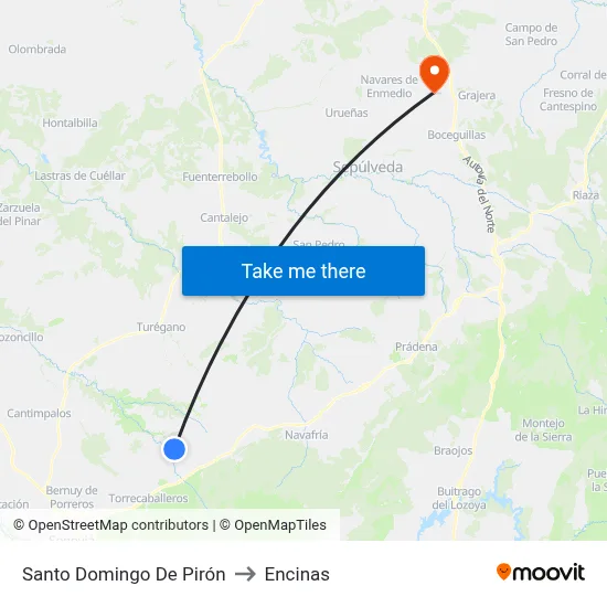 Santo Domingo De Pirón to Encinas map