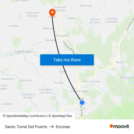 Santo Tomé Del Puerto to Encinas map