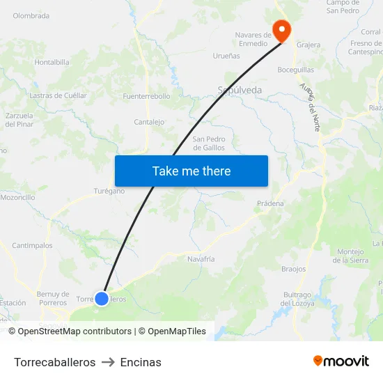 Torrecaballeros to Encinas map