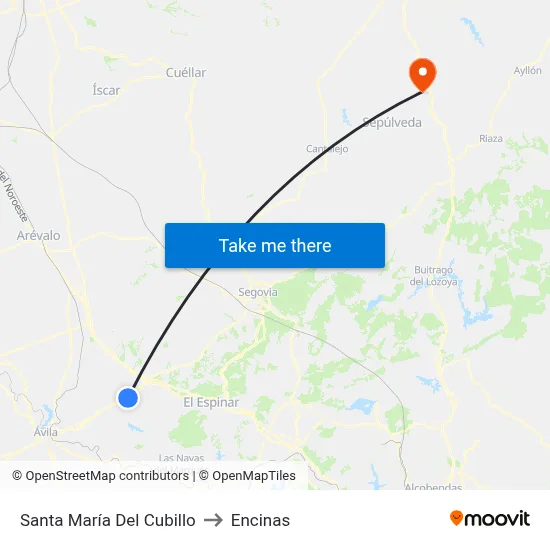 Santa María Del Cubillo to Encinas map