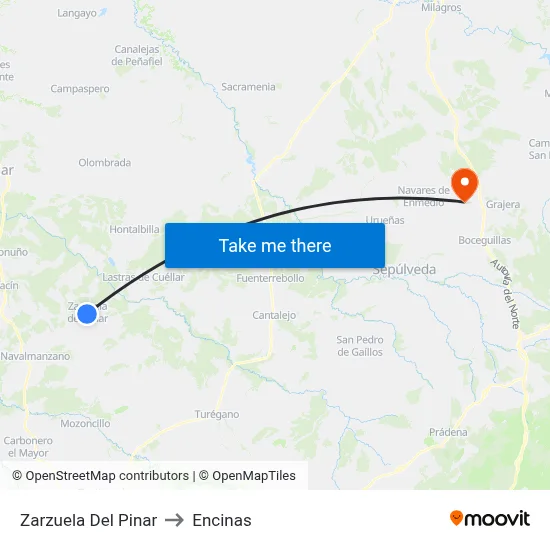Zarzuela Del Pinar to Encinas map