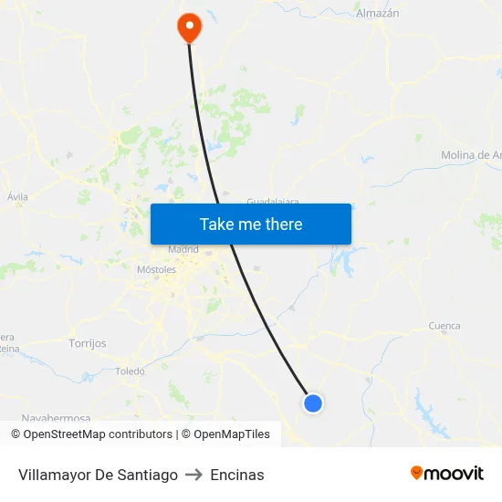 Villamayor De Santiago to Encinas map