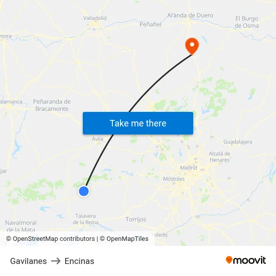 Gavilanes to Encinas map