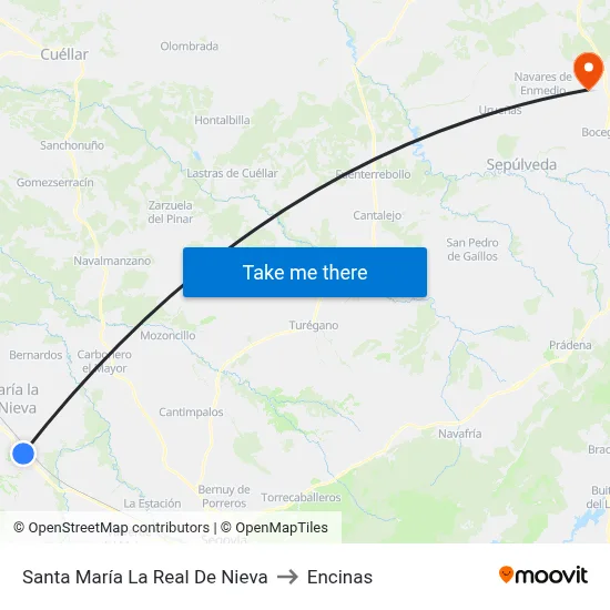 Santa María La Real De Nieva to Encinas map