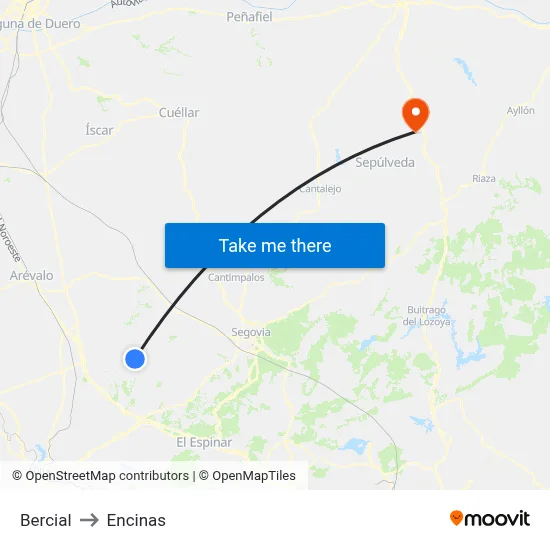 Bercial to Encinas map
