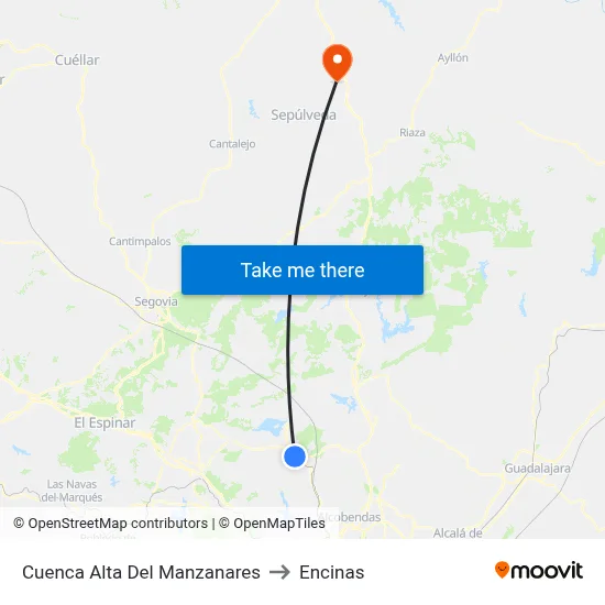 Cuenca Alta Del Manzanares to Encinas map