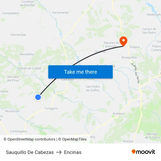 Sauquillo De Cabezas to Encinas map