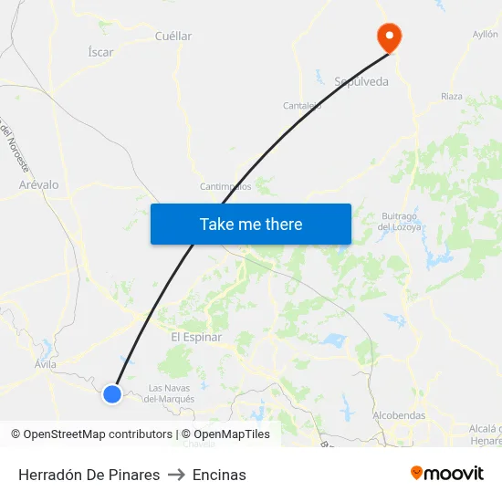 Herradón De Pinares to Encinas map