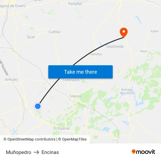 Muñopedro to Encinas map