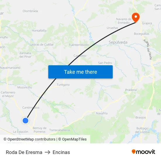 Roda De Eresma to Encinas map