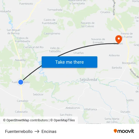 Fuenterrebollo to Encinas map