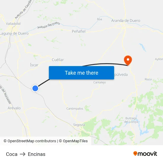 Coca to Encinas map