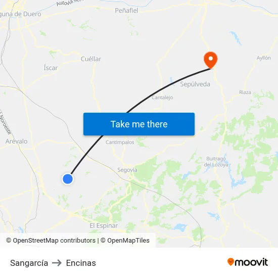 Sangarcía to Encinas map