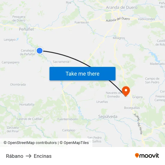 Rábano to Encinas map