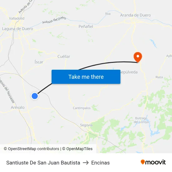 Santiuste De San Juan Bautista to Encinas map
