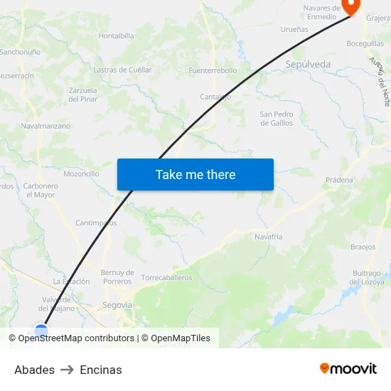 Abades to Encinas map