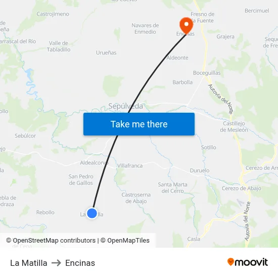 La Matilla to Encinas map