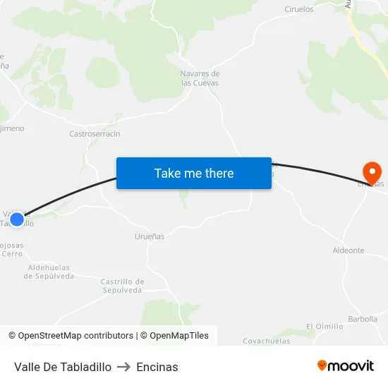 Valle De Tabladillo to Encinas map